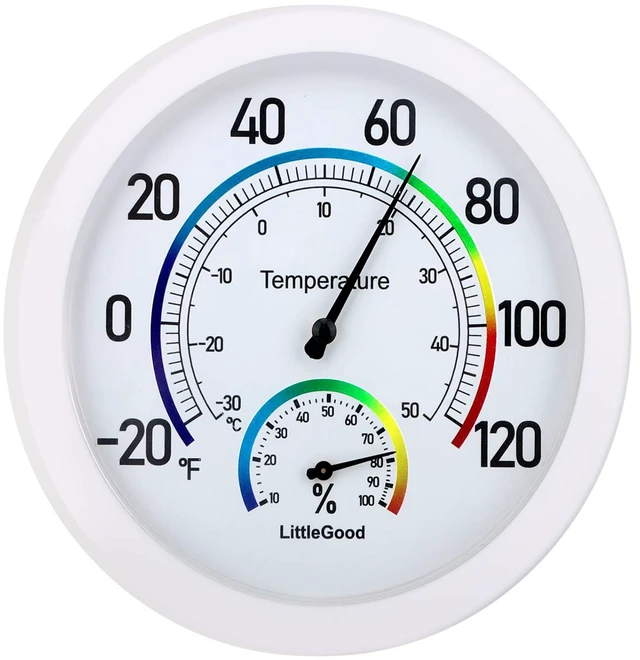 Main image of 6" Thermometer Indoor with Humidity Gauge - Wall Thermometer/Hygrometer for Home Decorative, Updated Analog Dial Temperature Humidity Monitor for Room Temp