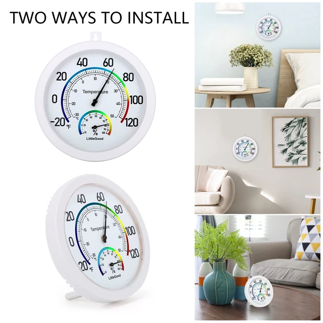 Alt view image 2 of 7 - 6" Thermometer Indoor with Humidity Gauge - Wall Thermometer/Hygrometer for Home Decorative, Updated Analog Dial Temperature Humidity Monitor for Room Temp