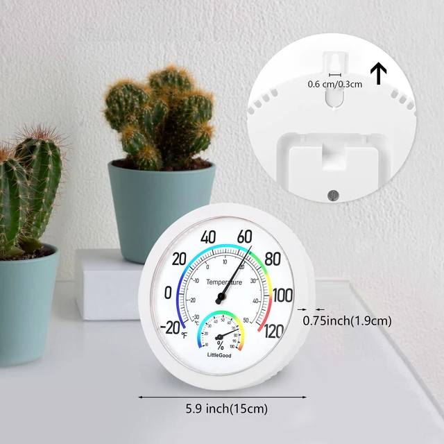 Alt view image 4 of 7 - 6" Thermometer Indoor with Humidity Gauge - Wall Thermometer/Hygrometer for Home Decorative, Updated Analog Dial Temperature Humidity Monitor for Room Temp