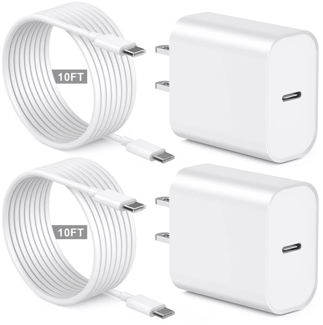 Main image of iPhone 18 17 15 16 Fast Charger 10 FT,2Pack 20W Rapid USB C Wall Charger | Block Adapter with Type C to USB C Data Sync Charging Cord for iPhone Duo/18/17/17Air/17Pro Max/16/16 Pro/16 Pro Max/15/15Pro