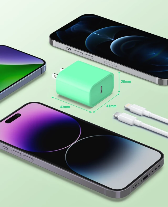 Alt view image 5 of 7 - iPhone Charger Fast Charging,2 Pack 20W USB C Wall Charger Block with Cable | 2 Pack MFi Certified 6FT Type C to Lightning Cables for iPhone 14 13 12 11 Pro Max XR XS X, iPad,AirPods Pro (Purple+Green