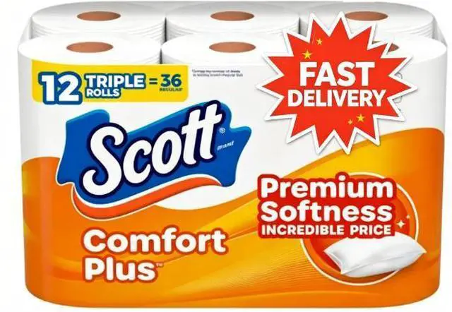 Main image of Scott Comfort Plus Toilet Paper, 12 Triple Rolls