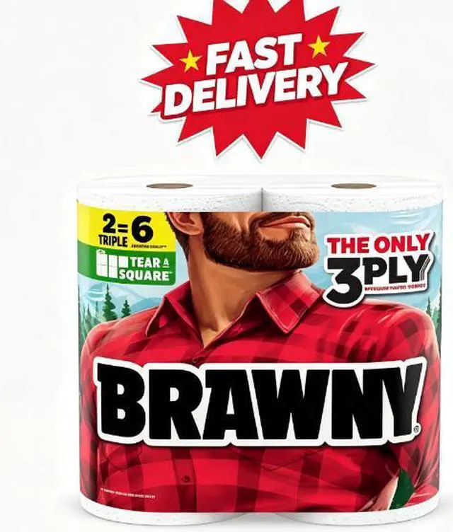 Main image of Brawny Tear-A-Square 3-Ply Paper Towels, 2 Triple Rolls, 114 Sheets per Roll