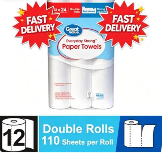 Main image of Great Value Everyday Strong Paper Towels, 12 Double Rolls