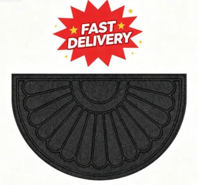 Main image of Mainstays 18"x30" Gray Sunburst Polyester Utility Entryway Door Mat