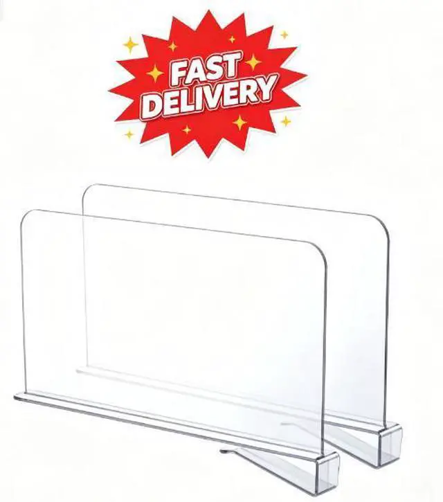 Main image of Mainstays Clear Plastic Closet Shelf Dividers, 2-Pack