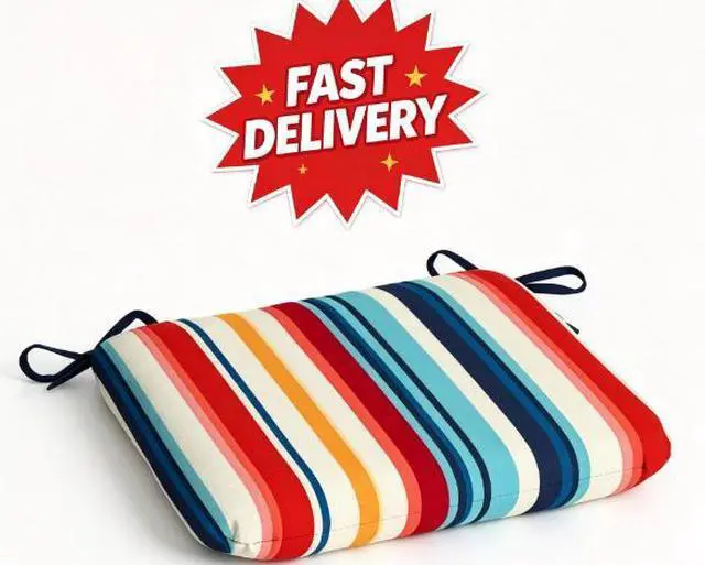 Main image of Mainstays 15.5" D x 17" W Modern Multi Stripe Rectangle Outdoor Seat Pad (1 Pack)