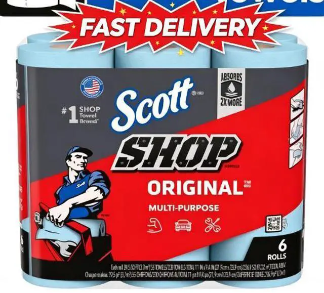 Main image of Scott Shop Towels, 6 Rolls, 55 Sheets Per Roll