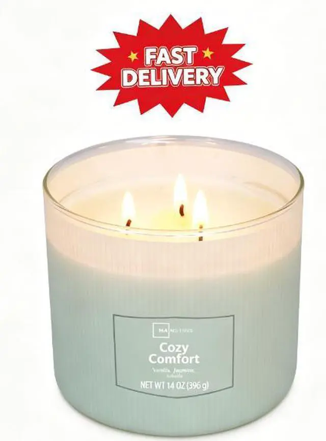 Main image of Mainstays Cozy Comfort 3-Wick Textured Wrapped Scented Candle, 14 oz