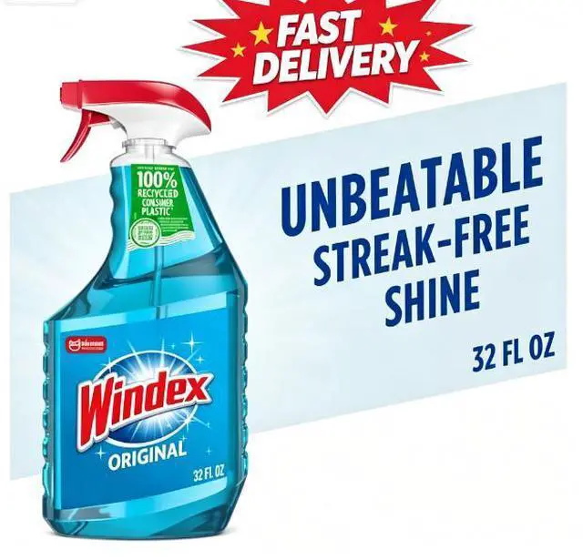 Main image of Windex Glass, Window, and Mirror Cleaner, Original Blue, Spray Bottle, 32 fl oz.