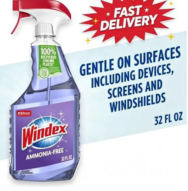 Main image of Windex Ammonia-Free Glass, Window, Mirror, and Windshield Cleaner, Crystal Rain Scent, Spray Bottle, 32 fl oz