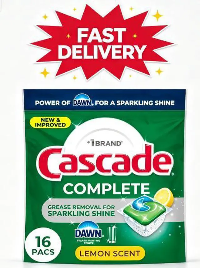 Main image of Cascade Complete Action Pacs, Dishwasher Detergent, Lemon, 16 Count