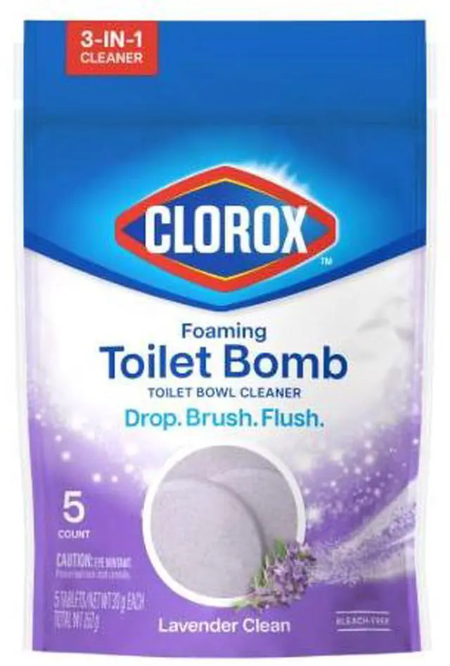 Main image of Clorox Foaming Toilet Bomb Toilet Bowl Cleaner, Bleach Free, Lavender Clean, 5 Count