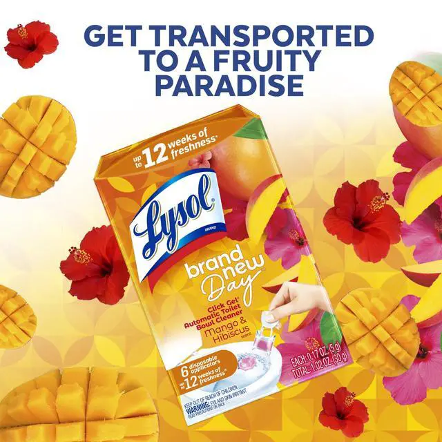 Alt view image 4 of 6 - Lysol® Brand New Day Automatic Toilet Bowl Click Gel Cleaner, Mango & Hibiscus, 6 Count