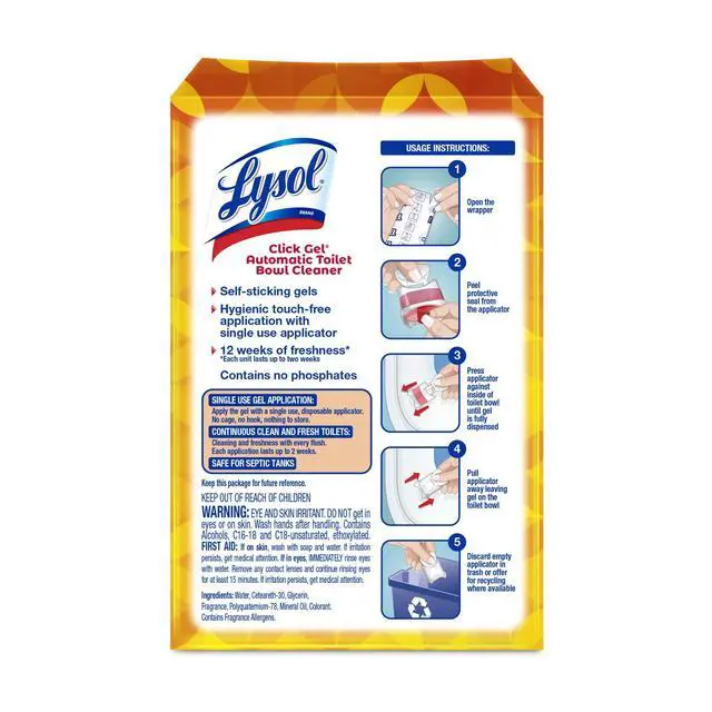 Alt view image 3 of 6 - Lysol® Brand New Day Automatic Toilet Bowl Click Gel Cleaner, Mango & Hibiscus, 6 Count