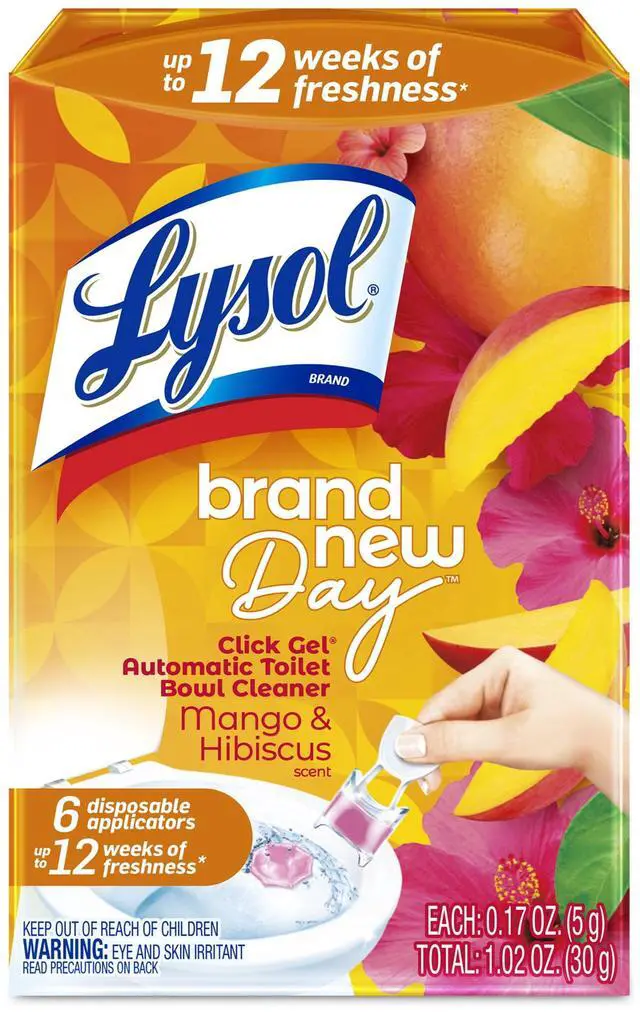 Main image of Lysol® Brand New Day Automatic Toilet Bowl Click Gel Cleaner, Mango & Hibiscus, 6 Count
