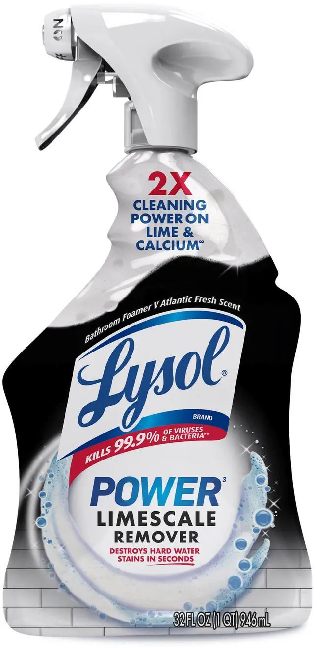 Main image of Lysol Power Limescale Remover Bathroom Cleaner Spray, Hard Water Stain Remover, Disinfecting Multipurpose Cleaner, 0% Bleach, Atlantic Fresh Scent, 32 fl oz