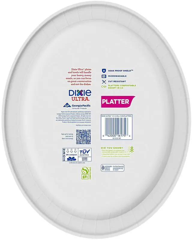 Alt view image 4 of 7 - Dixie Ultra Platter Disposable Paper Plates, 12.5"x10", Multi-Color, 25 Count