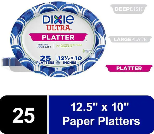 Main image of Dixie Ultra Platter Disposable Paper Plates, 12.5"x10", Multi-Color, 25 Count