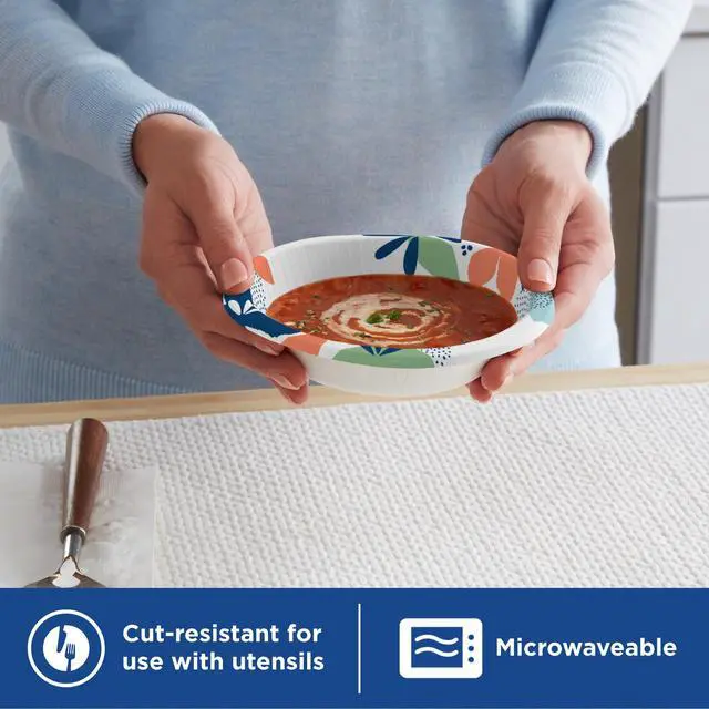 Alt view image 4 of 7 - Dixie Disposable Paper Bowls, 10 Ounce, Multi-Color, 70 Count