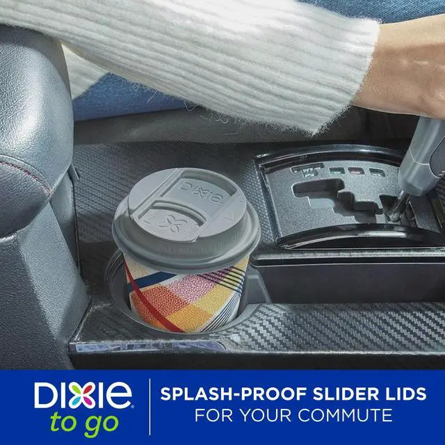 Alt view image 2 of 7 - Dixie To Go 16 oz Disposable Paper Cups with Slider Lid, Cozy Plaid, 18 Count