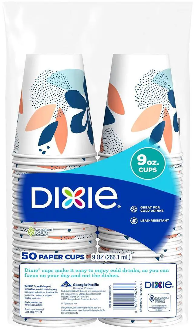 Main image of Dixie Disposable Paper Cups, 9 oz, Multi-Color, 50 count