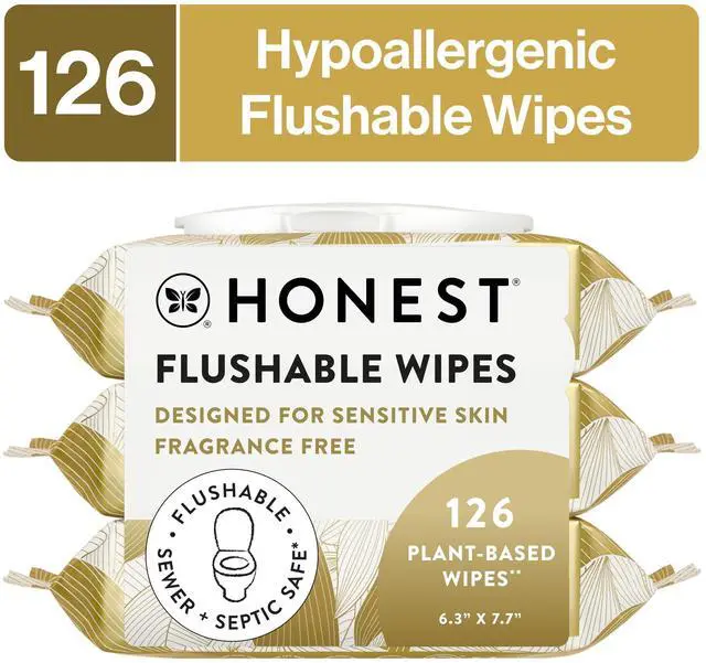Main image of The Honest Company Flushable Wipes, Plant-Based, 126 Count, Gilded Wings