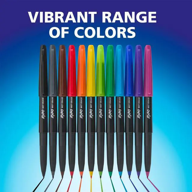Alt view image 3 of 6 - EXPO Wet Erase Markers, Assorted Colors, Ultra Fine Tip, 8 Count