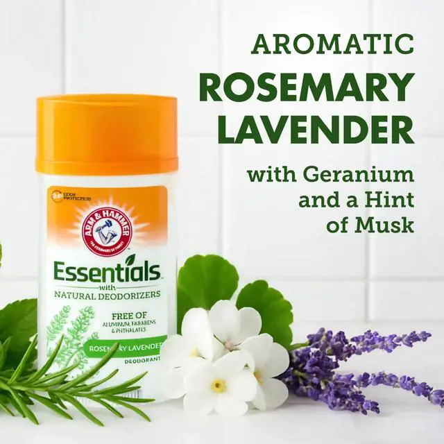 Alt view image 6 of 6 - ARM & HAMMER Essentials Deodorant, Fresh Rosemary Lavender, with Natural Deodorizers, 2.5 oz, 2 Ct
