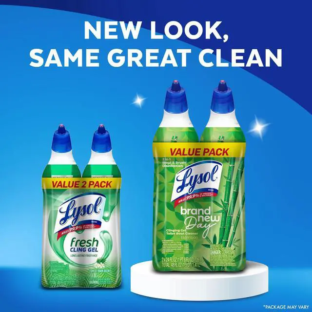 Alt view image 7 of 7 - Lysol Toilet Bowl Cleaner Clinging Gel, Disinfecting Bathroom Cleaner and Toilet Bowl Stain Remover, Bamboo Scent, 24 fl oz (2 Pack)