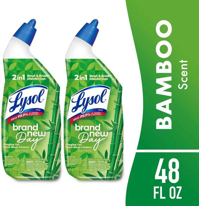 Main image of Lysol Toilet Bowl Cleaner Clinging Gel, Disinfecting Bathroom Cleaner and Toilet Bowl Stain Remover, Bamboo Scent, 24 fl oz (2 Pack)