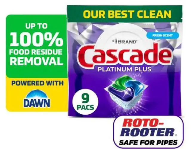 Main image of Cascade Platinum Plus Dishwasher Pods, Fresh, 9 Count