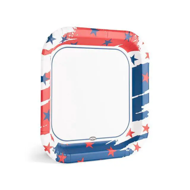Alt view image 2 of 4 - Kingsford 10" Heavy Duty Soak Proof Americana Square Paper Plates 35ct