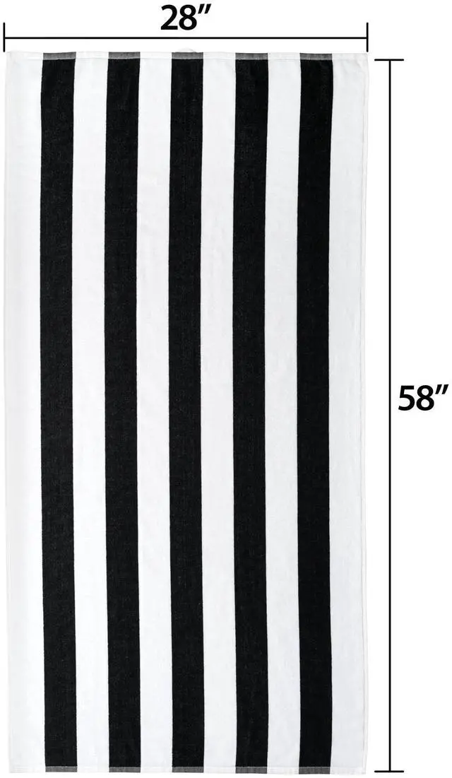 Main image of Mainstays Cabana Stripe Beach Towel, 58 in x 28 in, Black