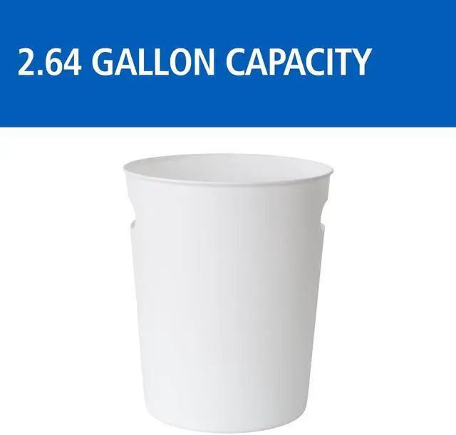 Main image of Mainstays Basic Plastic Wastebasket, 2.64 gal, with Cut-Out Handles, White