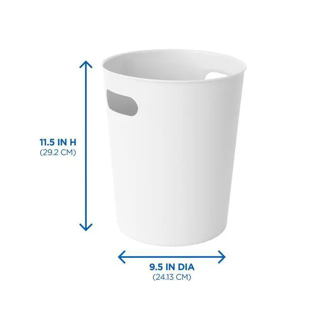 Alt view image 3 of 5 - Mainstays Basic Plastic Wastebasket, 2.64 gal, with Cut-Out Handles, White
