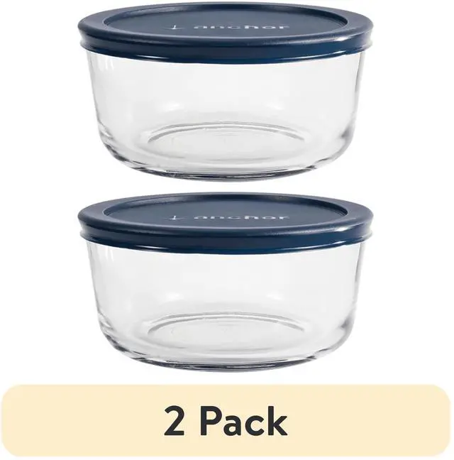 Main image of (2 pack) Anchor Hocking Glass Food Storage Container with Lid, 4 Cup Round