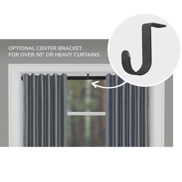 Alt view image 3 of 6 - Mainstays 1" Black Adjustable Tension Window Curtain Rod, 48- 84"