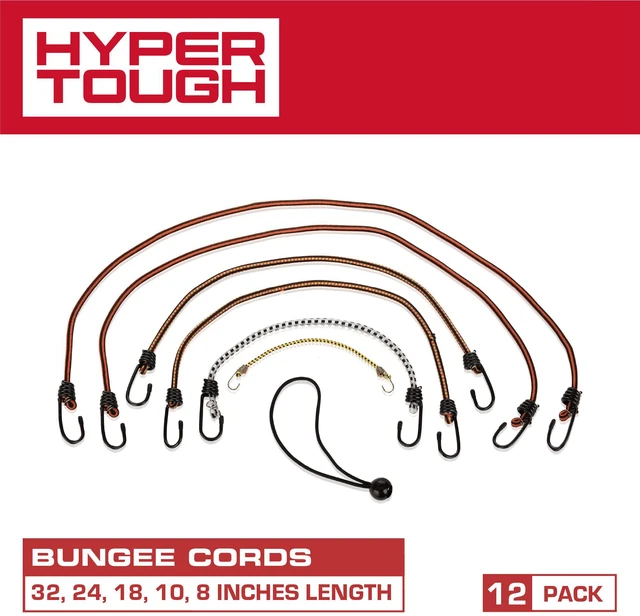Alt view image 2 of 7 - Hyper Tough Assorted Bungee Cord Set, 12-Count, Sizes from 36in to 8in