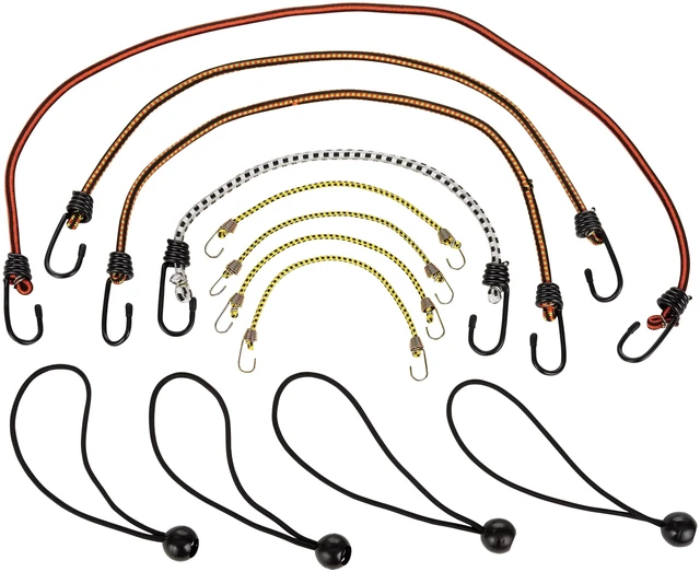 Alt view image 3 of 7 - Hyper Tough Assorted Bungee Cord Set, 12-Count, Sizes from 36in to 8in