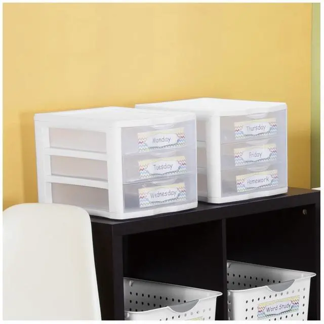Alt view image 4 of 7 - Sterilite 3 Drawer Unit, Countertop Organizer, Clear Storage Solution for Desks, Countertops, and Shelves, White