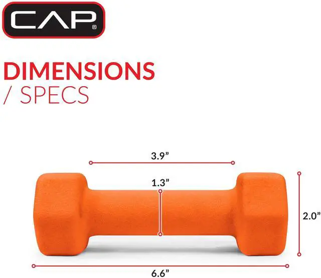 Alt view image 3 of 6 - CAP, 3lb Neoprene Dumbbell, Orange, Single
