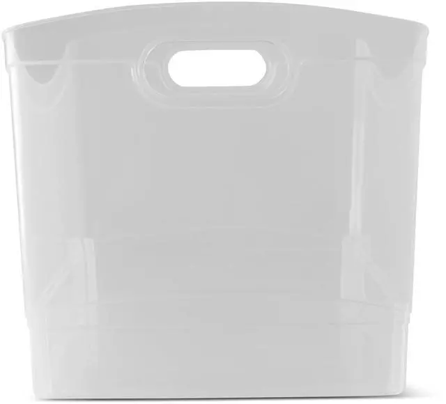 Alt view image 4 of 7 - Mainstays Utility Storage Organizer Bin, Clear Plastic, Built-In Handles, 15 in x 10 in x 9.5 in