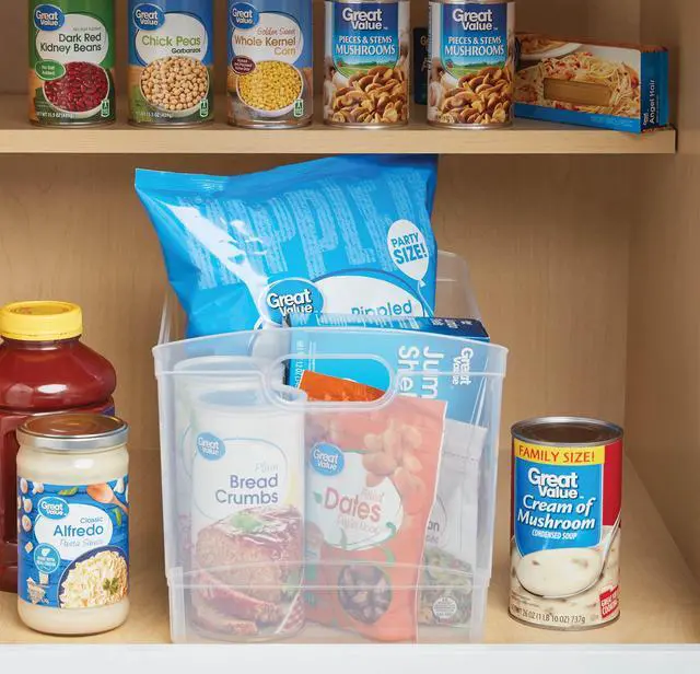 Alt view image 7 of 7 - Mainstays Utility Storage Organizer Bin, Clear Plastic, Built-In Handles, 15 in x 10 in x 9.5 in