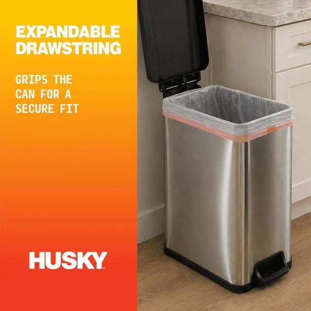 Alt view image 3 of 7 - Husky 13 Gallon Tall Kitchen Drawstring Bags, 120 Bags