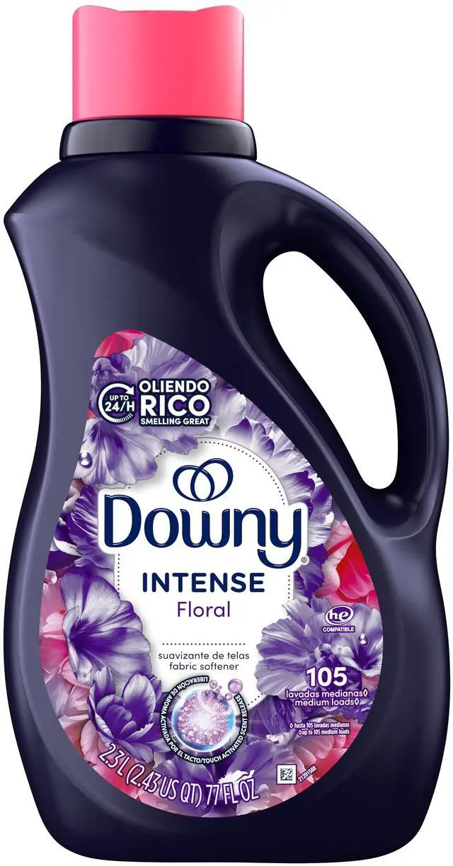 Main image of Downy Intense Liquid Fabric Softener and Conditioner, Floral Scent, 77 fl oz, 105 Loads