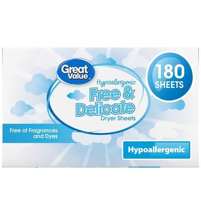 Alt view image 3 of 7 - Great Value Free & Delicate Hypoallergenic Dryer Sheets, 180 Count