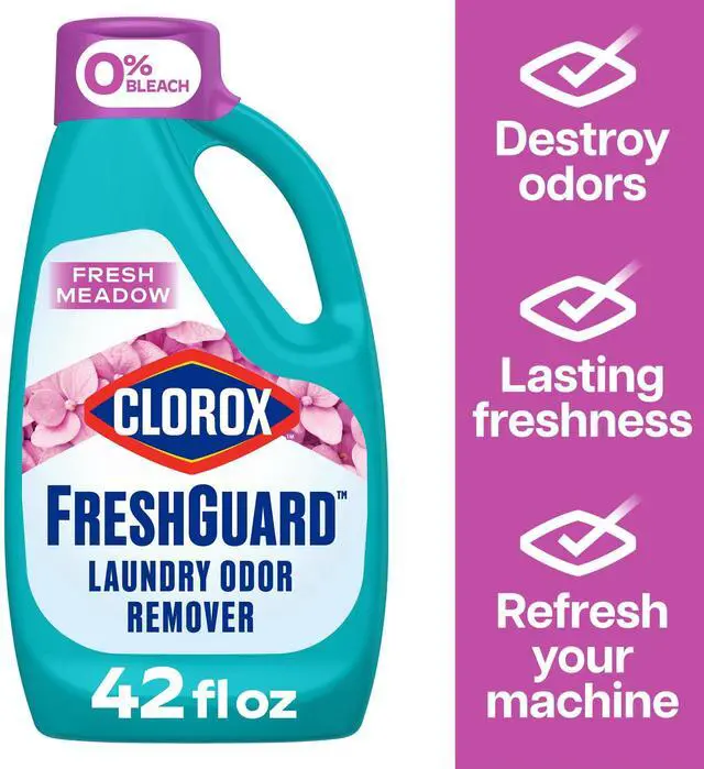 Main image of Clorox FreshGuard Laundry Odor Remover, 0% Bleach, Color Safe, Fresh Meadow, 42 fl oz