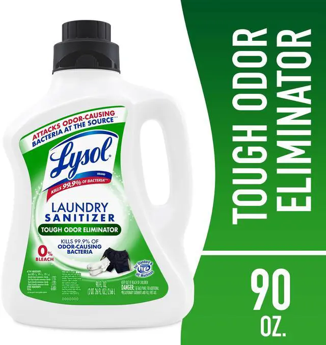 Main image of Lysol Tough Odor Eliminator Laundry Sanitizer Additive, Sanitizing Liquid for Gym Clothes and Activewear, 90 oz
