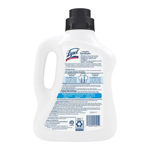Alt view image 3 of 6 - Lysol Tough Odor Eliminator Laundry Sanitizer Additive, Sanitizing Liquid for Gym Clothes and Activewear, 90 oz